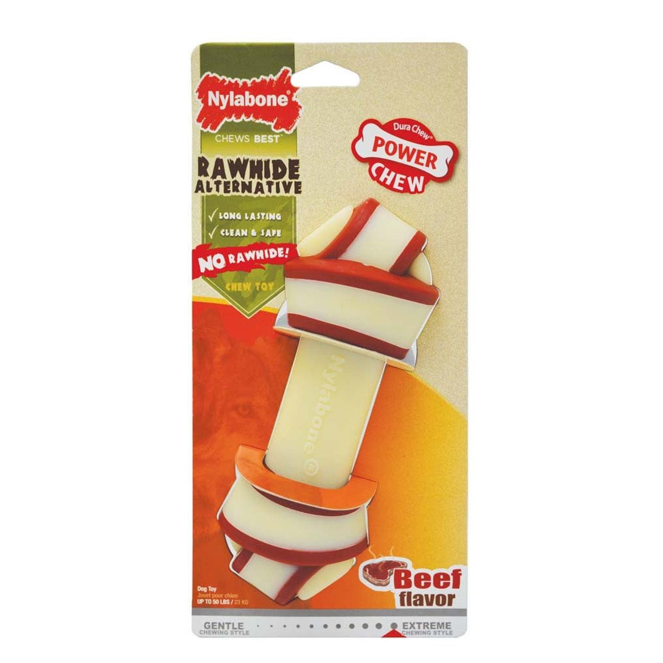 Nylabone Biftek Aromalı Kauçuk Sert Düğümlü Kemik Köpek Oyuncağı 18 cm (L)