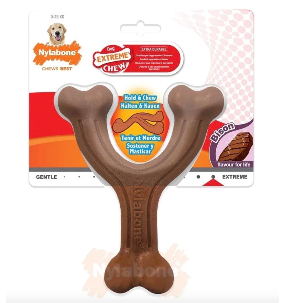 Nylabone Bizon Eti Aromalı Kauçuk Köpek Oyuncağı 14 cm (S)