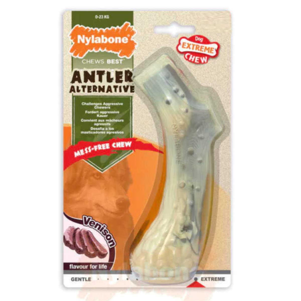 Nylabone Geyik Eti Aromalı Kauçuk Sert Boynuz Köpek Oyuncağı 18 cm (L)