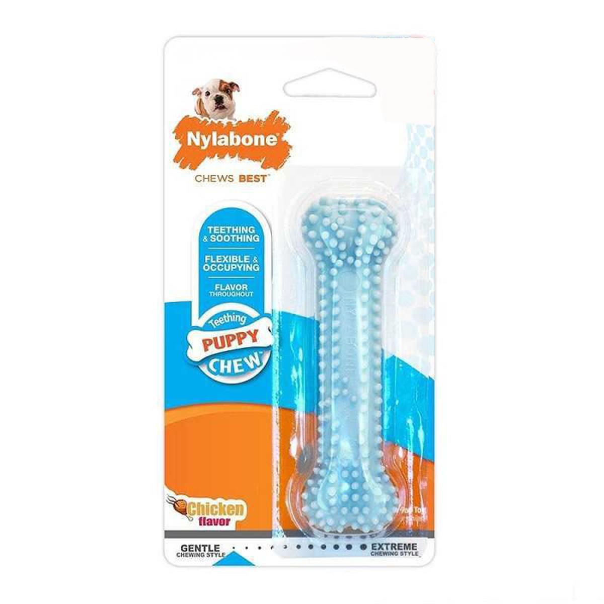 Nylabone Tavuk Aromalı Esnek Kauçuk Tırtıklı Yavru Köpek Oyuncağı 9,5 cm (XS)