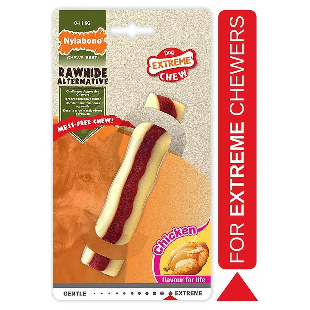 Nylabone Tavuk Aromalı Kauçuk Sert Ham Deri Köpek Oyuncağı 20 cm (XL)