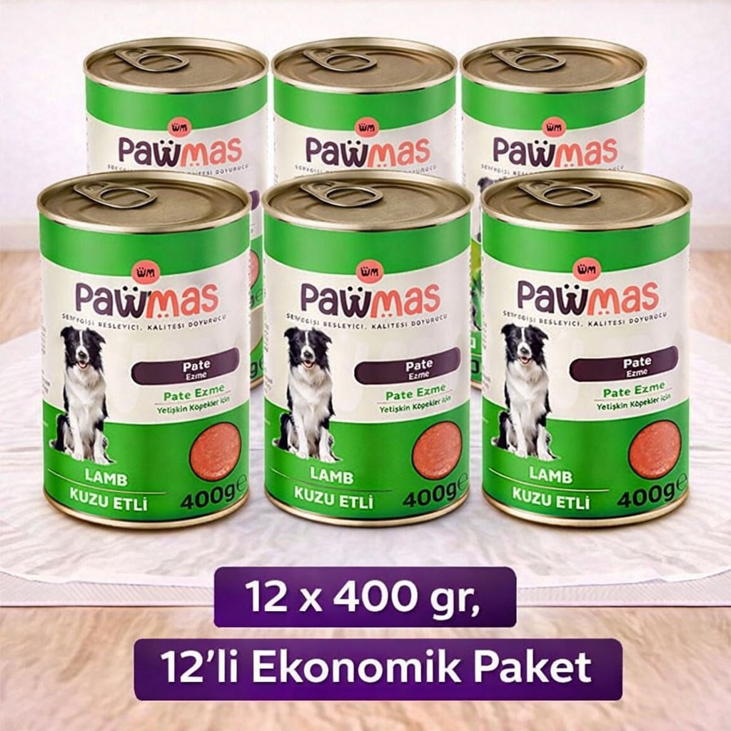 Pawmas Pate Kuzulu Yetişkin Köpek Konservesi 400 Gr (12 Adet)