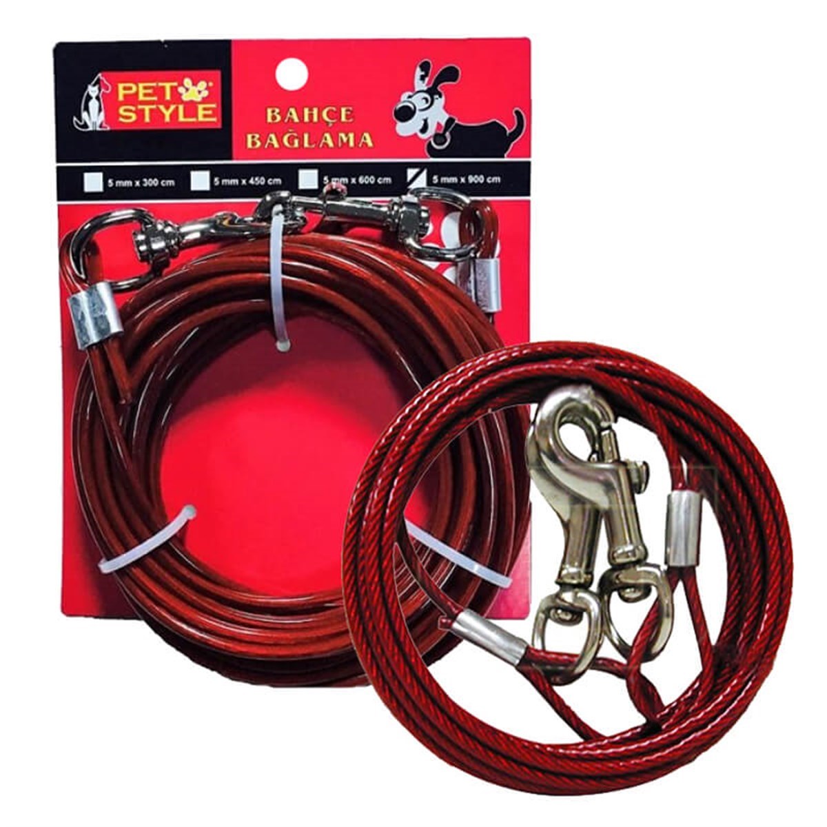 Pet Style Köpekler İçin Çelik Bahçe Bağlama Halatı 5 mm x 9 metre