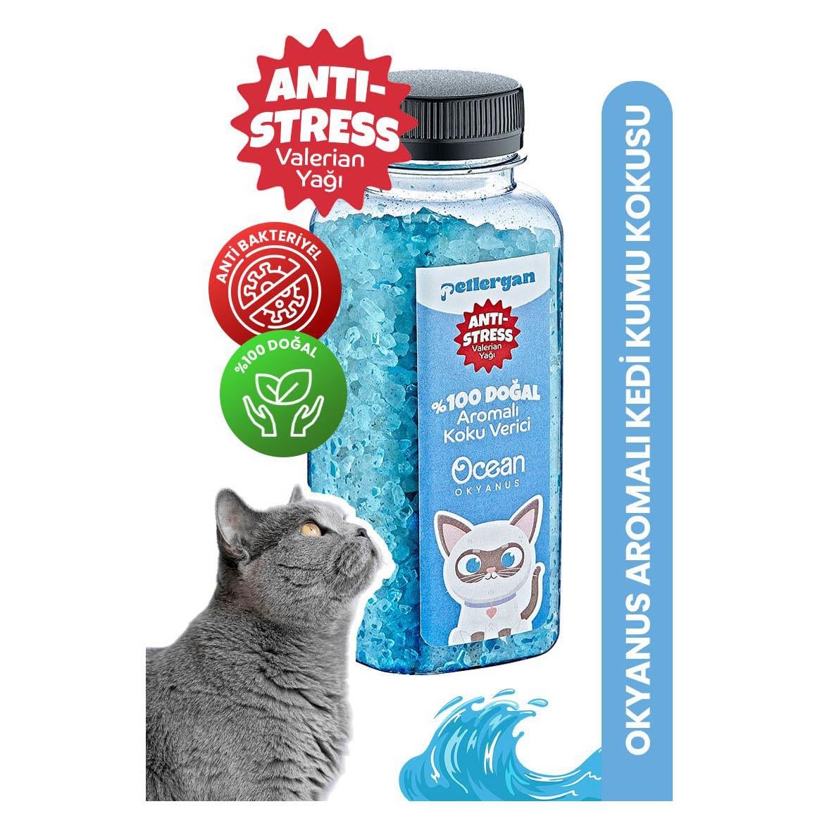 Petlergan Ocean Valerian Yağı Esanslı Kedi Kumu Koku Giderici  300 Gr