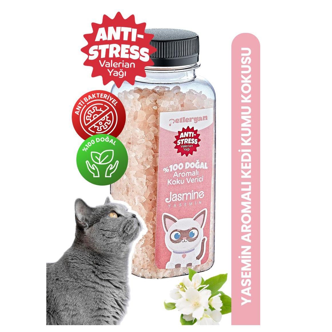 Petlergan Yasemin Çiçeği Valerian Yağı Esanslı Kedi Kumu Koku Giderici  300 Gr