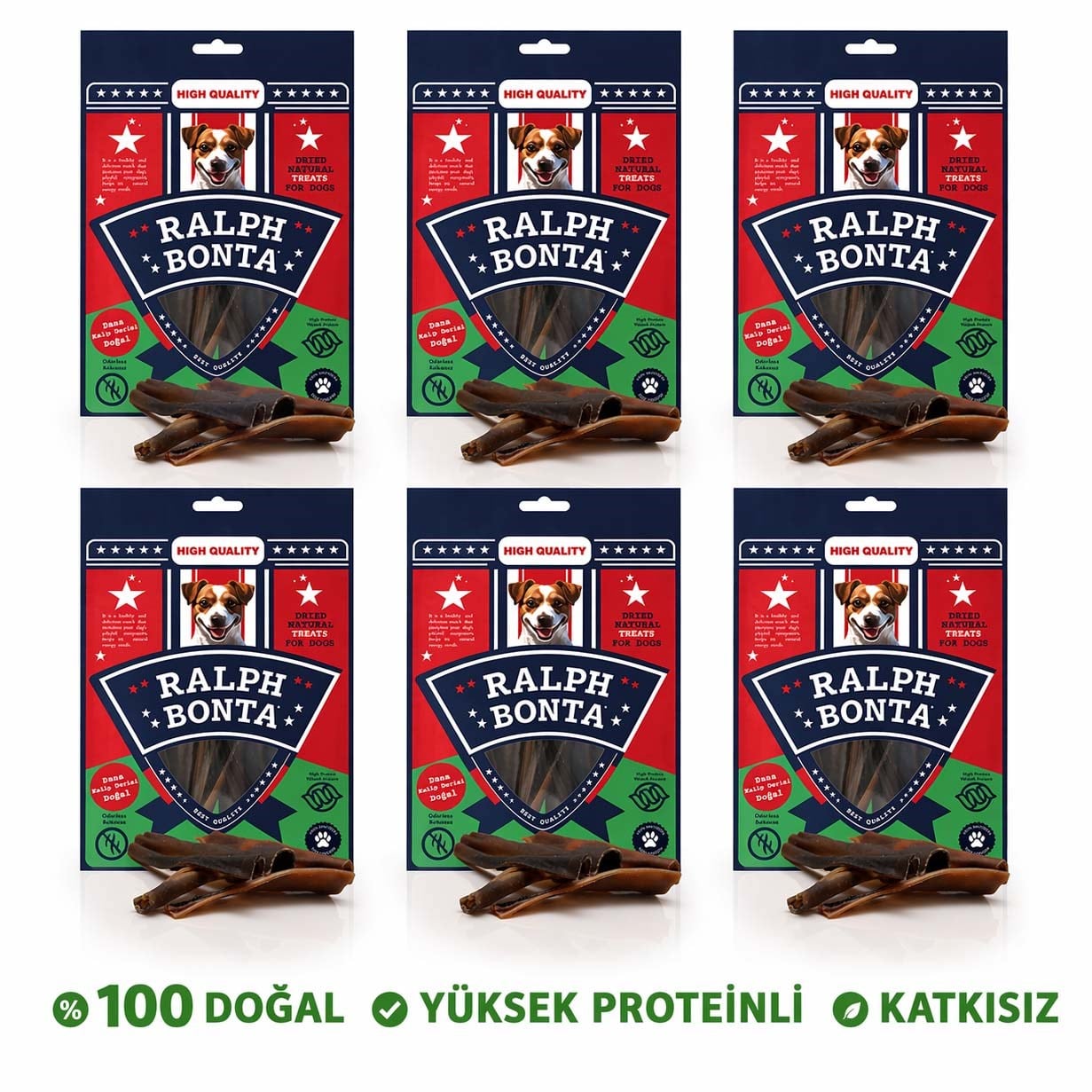 Ralph Bonta Kurutulmuş Dana Kelle Derisi Doğal Köpek Ödülü 100 Gr (6 Adet)