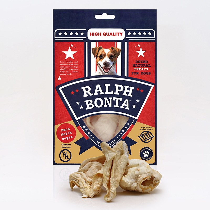 Ralph Bonta Kurutulmuş Dana Kulak Beyaz Köpek Ödülü 100 Gr
