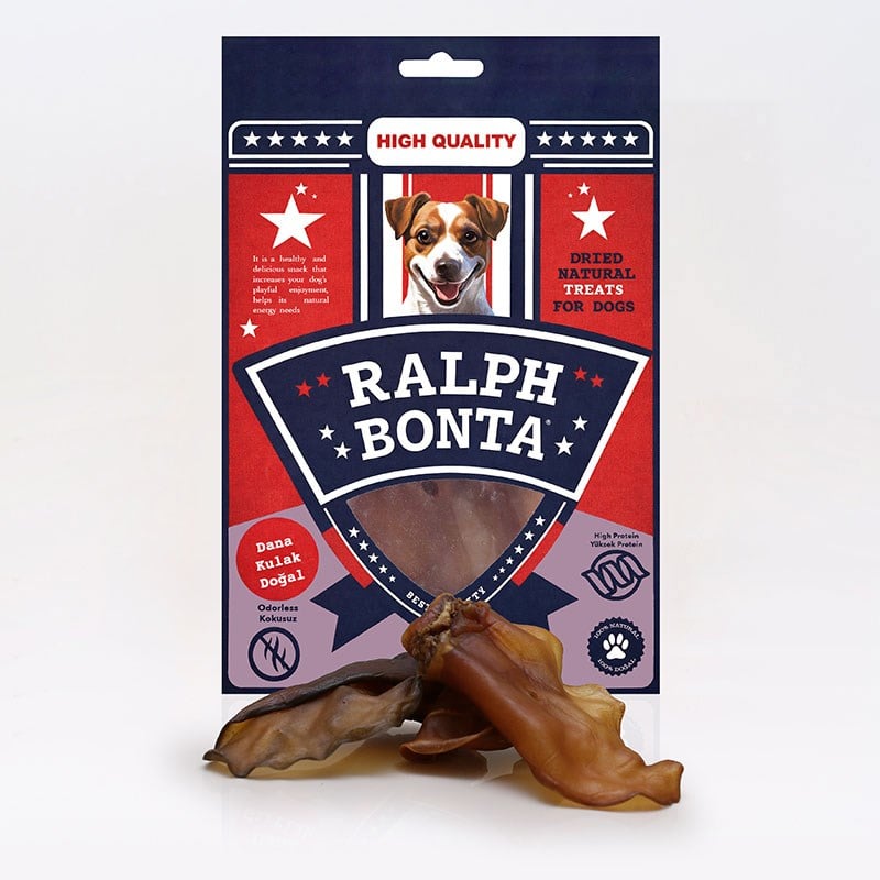 Ralph Bonta Kurutulmuş Dana Kulak Doğal Köpek Ödülü 100 Gr