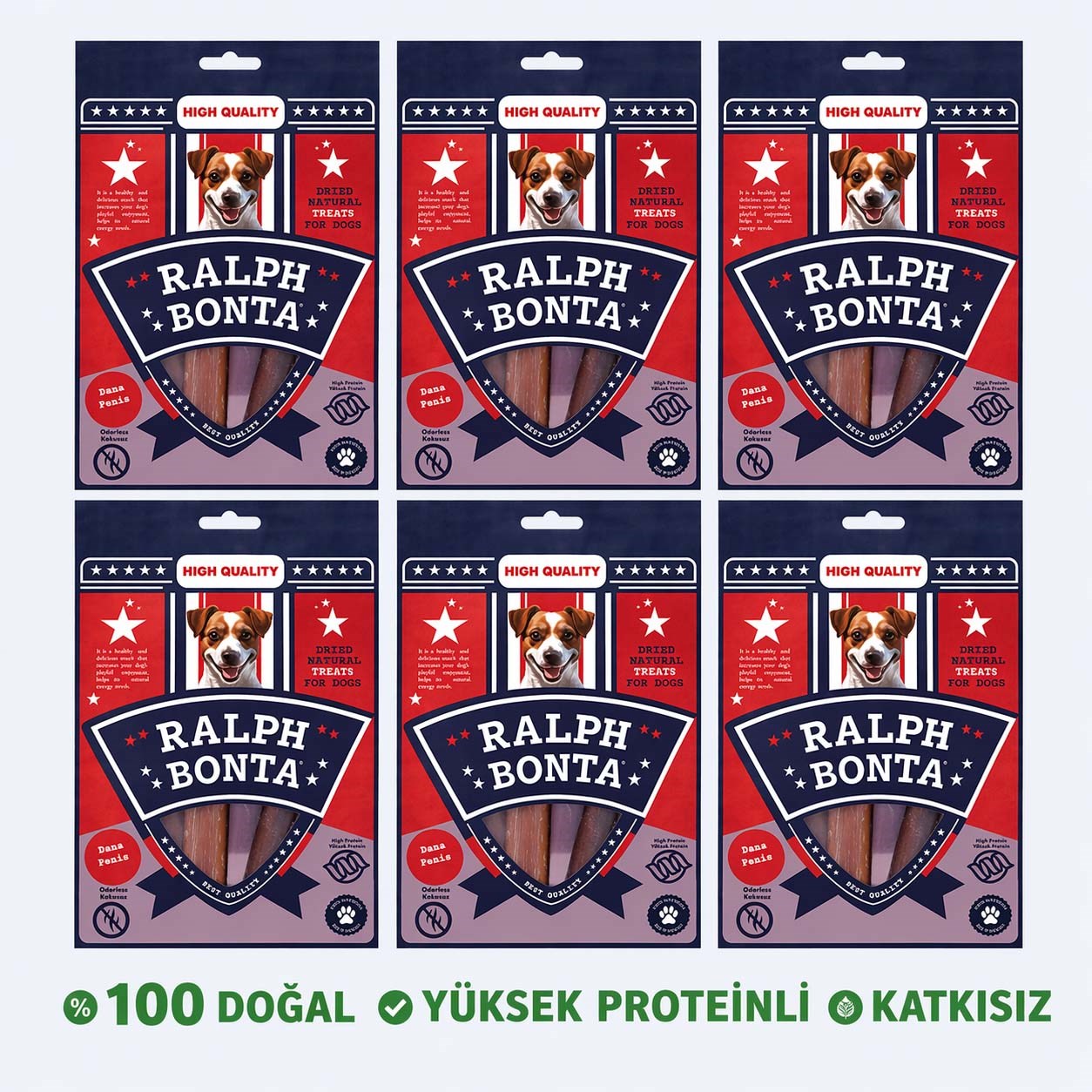 Ralph Bonta Kurutulmuş Dana Penisi Köpek Ödülü 100 Gr (6 Adet)
