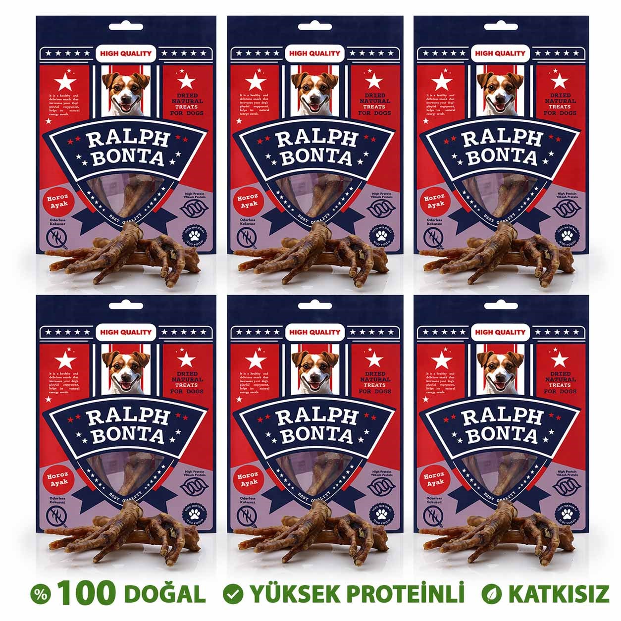Ralph Bonta Kurutulmuş Horoz Ayağı Köpek Ödülü 100 gr (6 Adet)