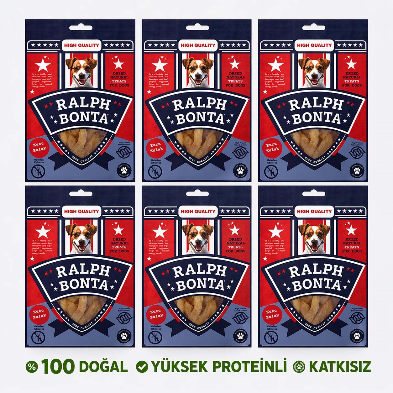Ralph Bonta Kurutulmuş Kuzu Kulak Köpek Ödülü 100 Gr (6 Adet)