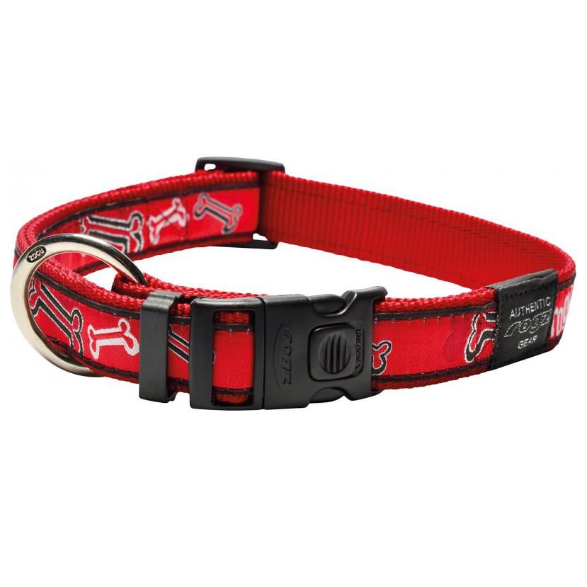 Rogz Fancy Kemik Desenli Köpek Boyun Tasması (M) Kırmızı 26 - 40 cm