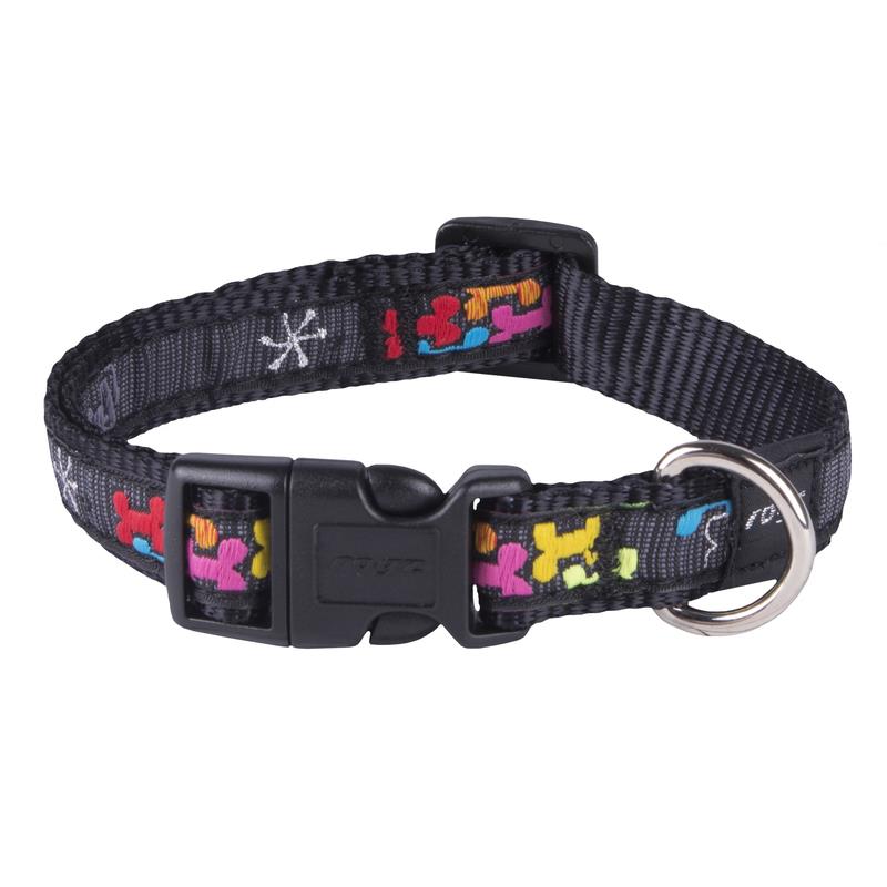 Rogz Fancy Kemik Desenli Köpek Boyun Tasması (L) Siyah 34 - 56 cm
