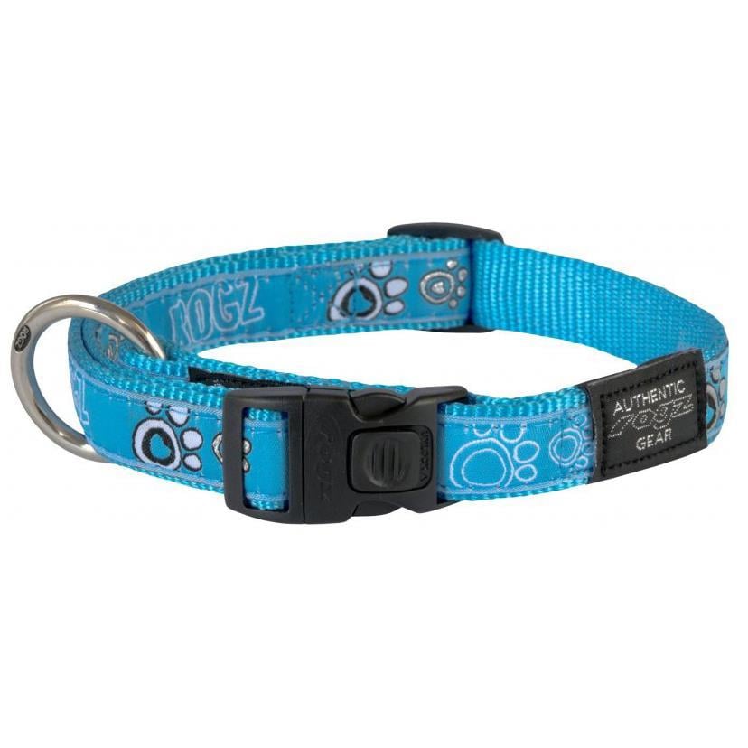 Rogz Fancy Pati Desenli Köpek Boyun Tasması (M) Turkuaz 26 - 40 cm
