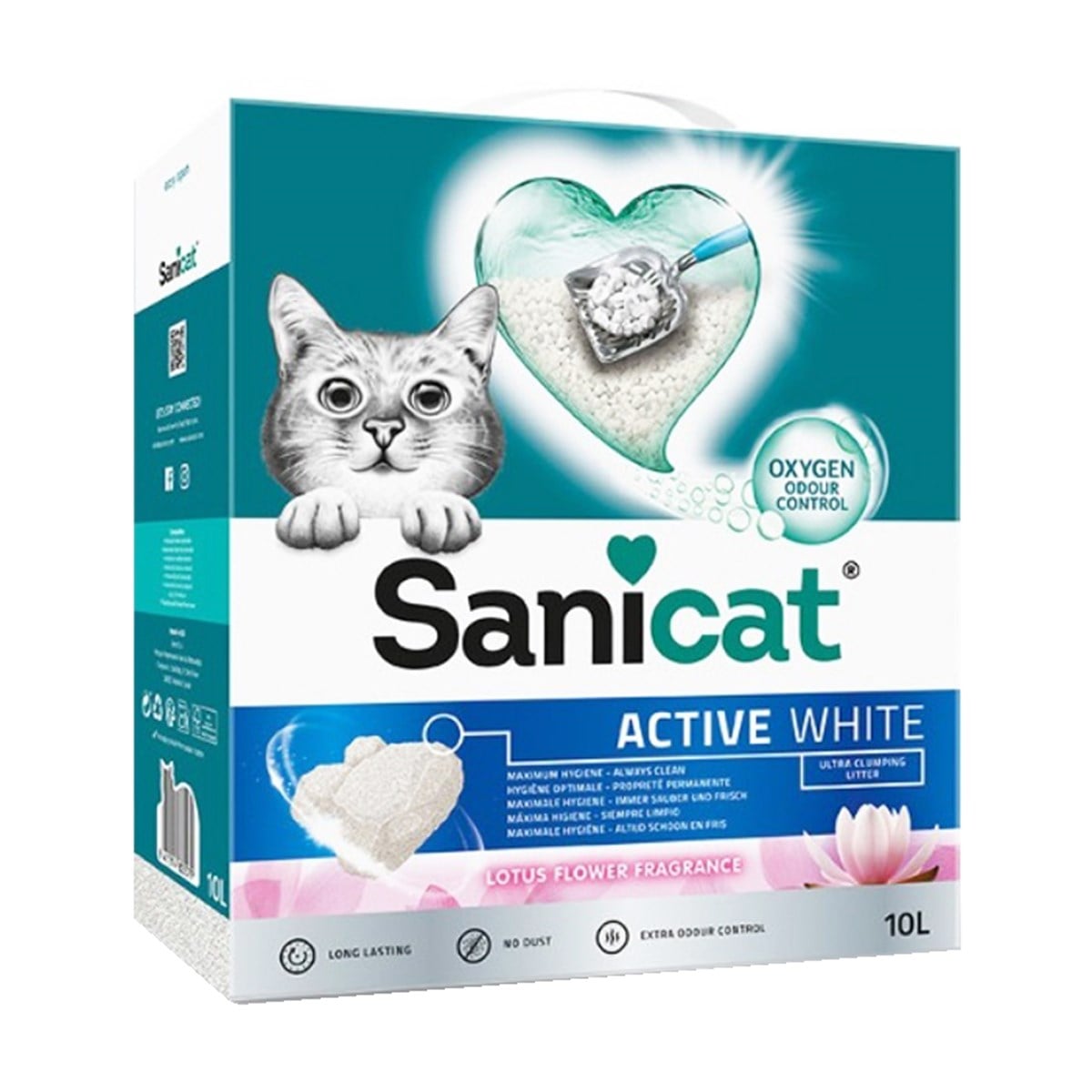 Sanicat Active White Topaklanan Kedi Kumu Lotus Çiçeği Kokulu 10 Litre