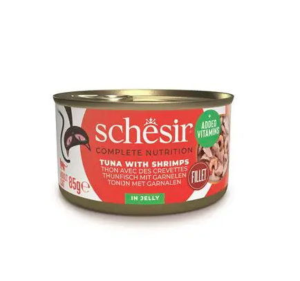 Schesir Jöle İçinde Ton Balıklı Ve Karidesli Yetişkin Kedi Konservesi 85 g