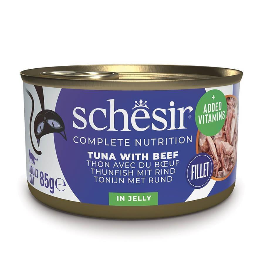 Schesir Jöle İçinde Ton Balıklı Ve Kırmızı Etli Yetişkin Kedi Konservesi 85 g