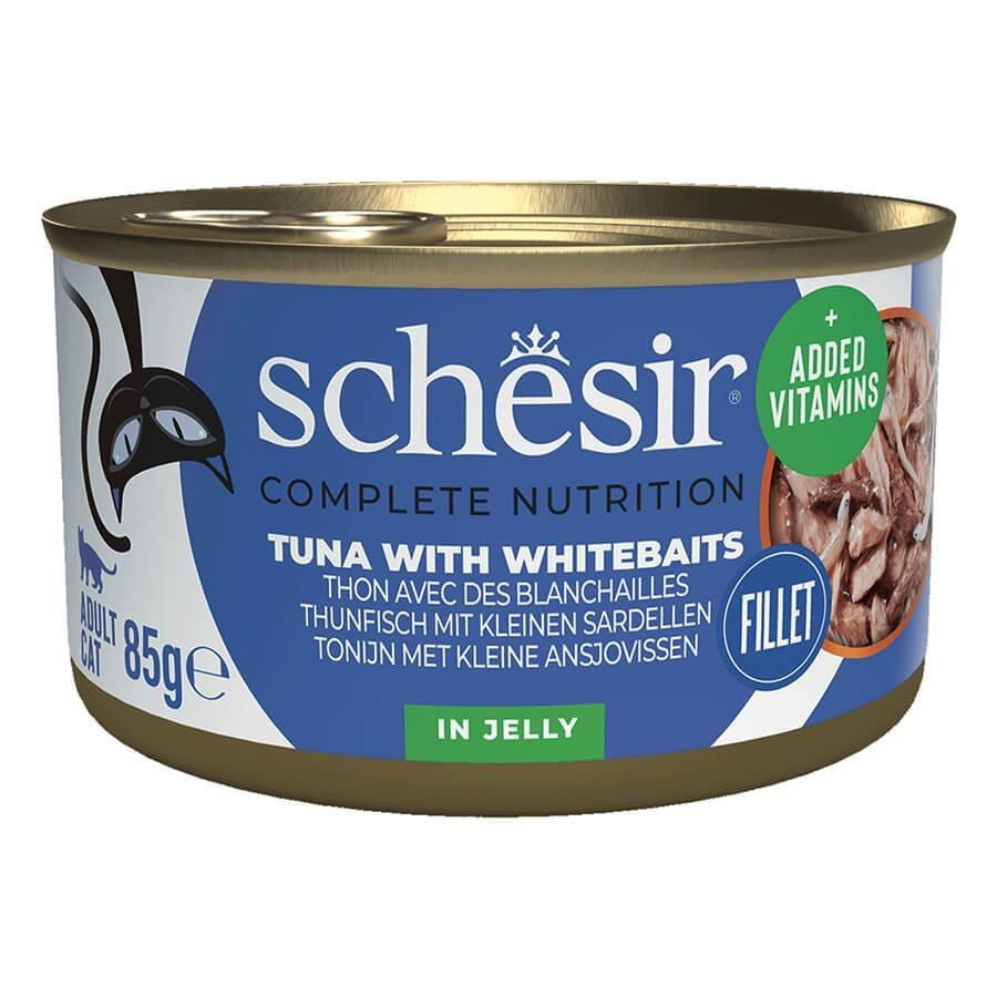 Schesir Jöle İçinde Ton Balıklı Ve Beyaz Balıklı Yetişkin Kedi Konservesi 85 g