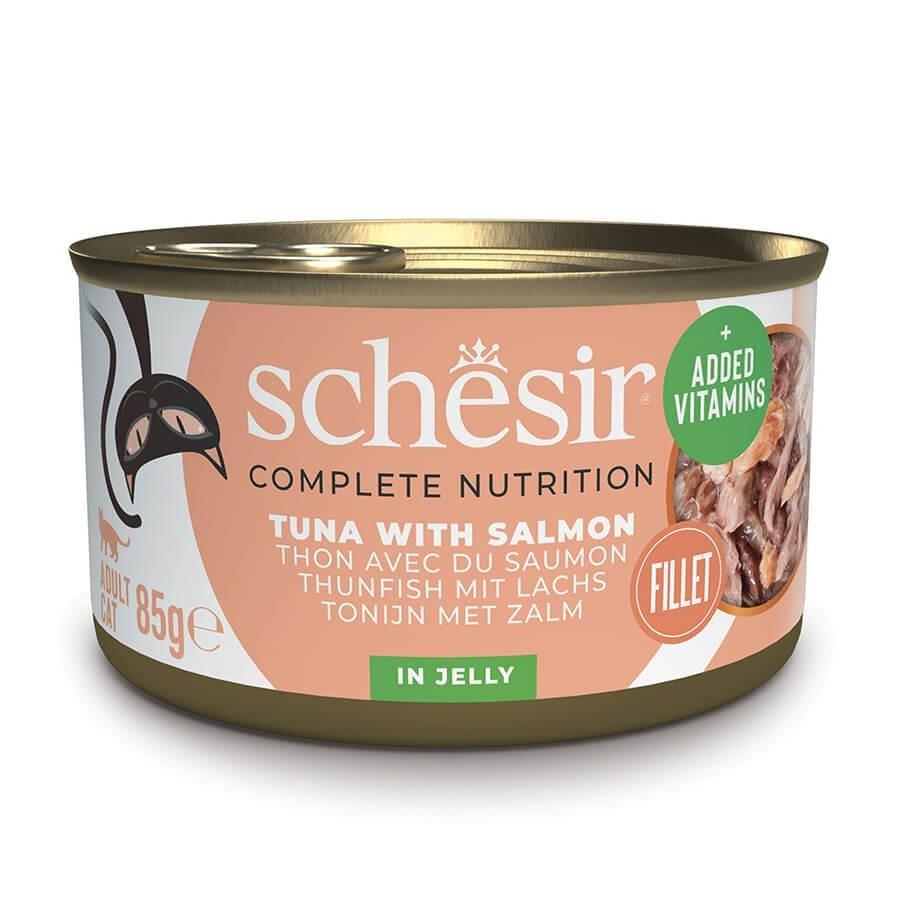 Schesir Jöle İçinde Ton Balıklı Ve Somonlu Yetişkin Kedi Konservesi 85 g