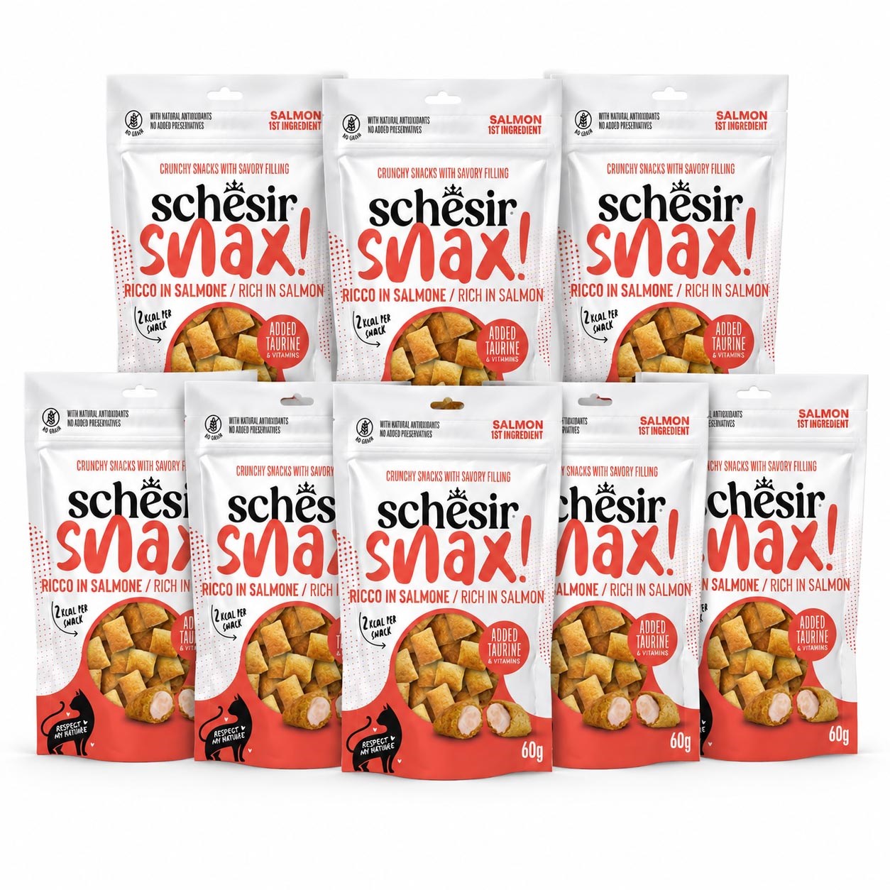 Schesir Snax Somon Dolgulu Tahılsız Kedi Ödülü 60 g (8 Adet)