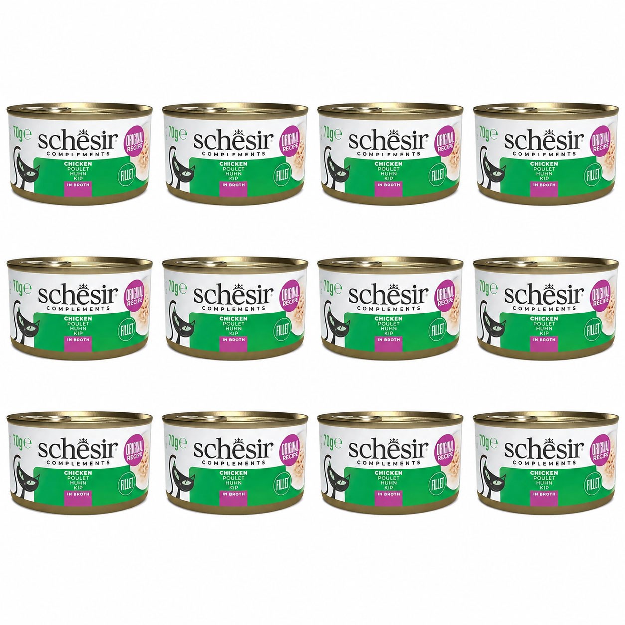 Schesir Suda Pişirilmiş Fileto Tavuklu Yetişkin Kedi Konservesi 85 g (12 Adet)