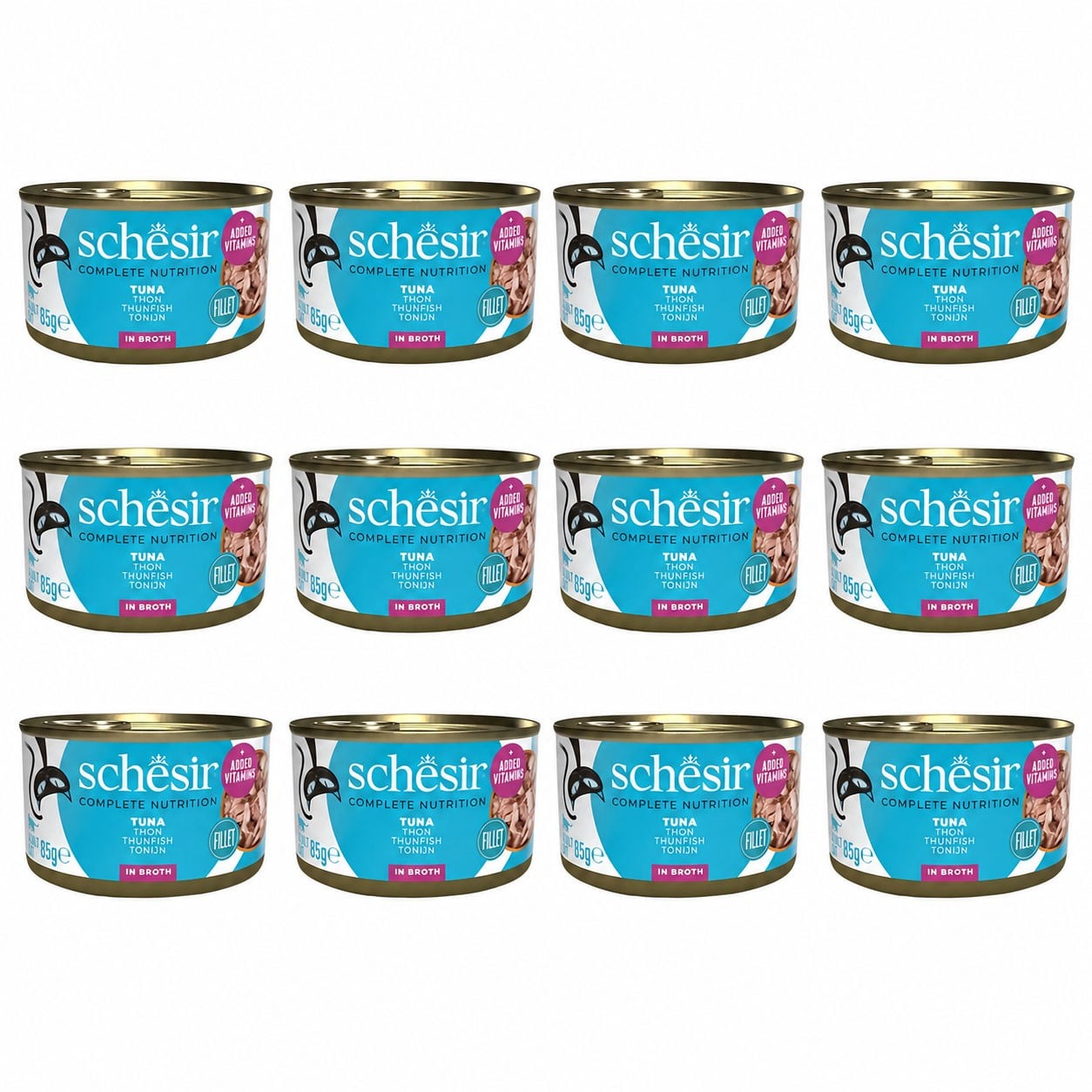 Schesir Suda Pişirilmiş Ton Balıklı Yetişkin Kedi Konservesi 85 gr (12 Adet)