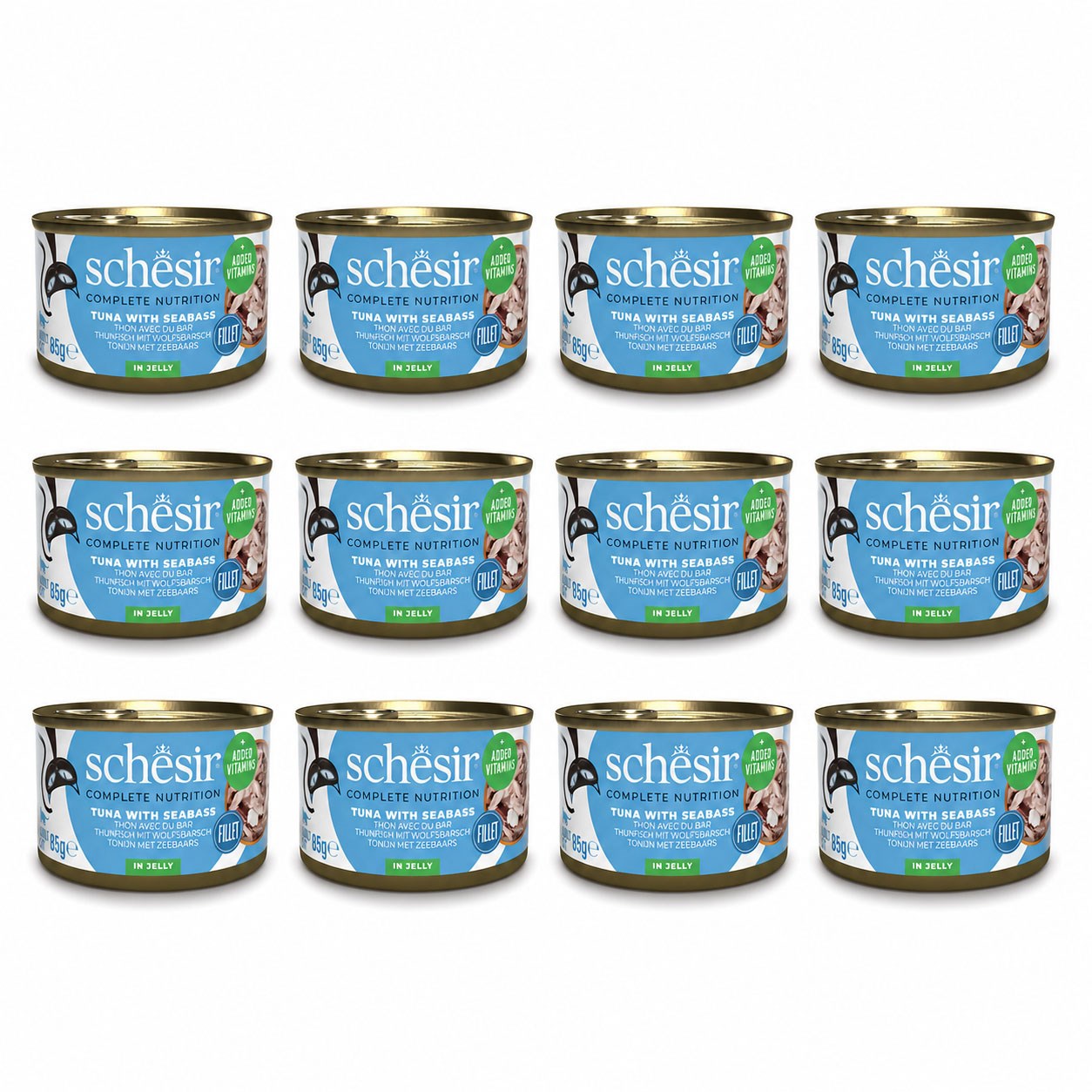 Schesir Ton Balıklı Ve Levrekli Yetişkin Kedi Konservesi 70 g (12 Adet)