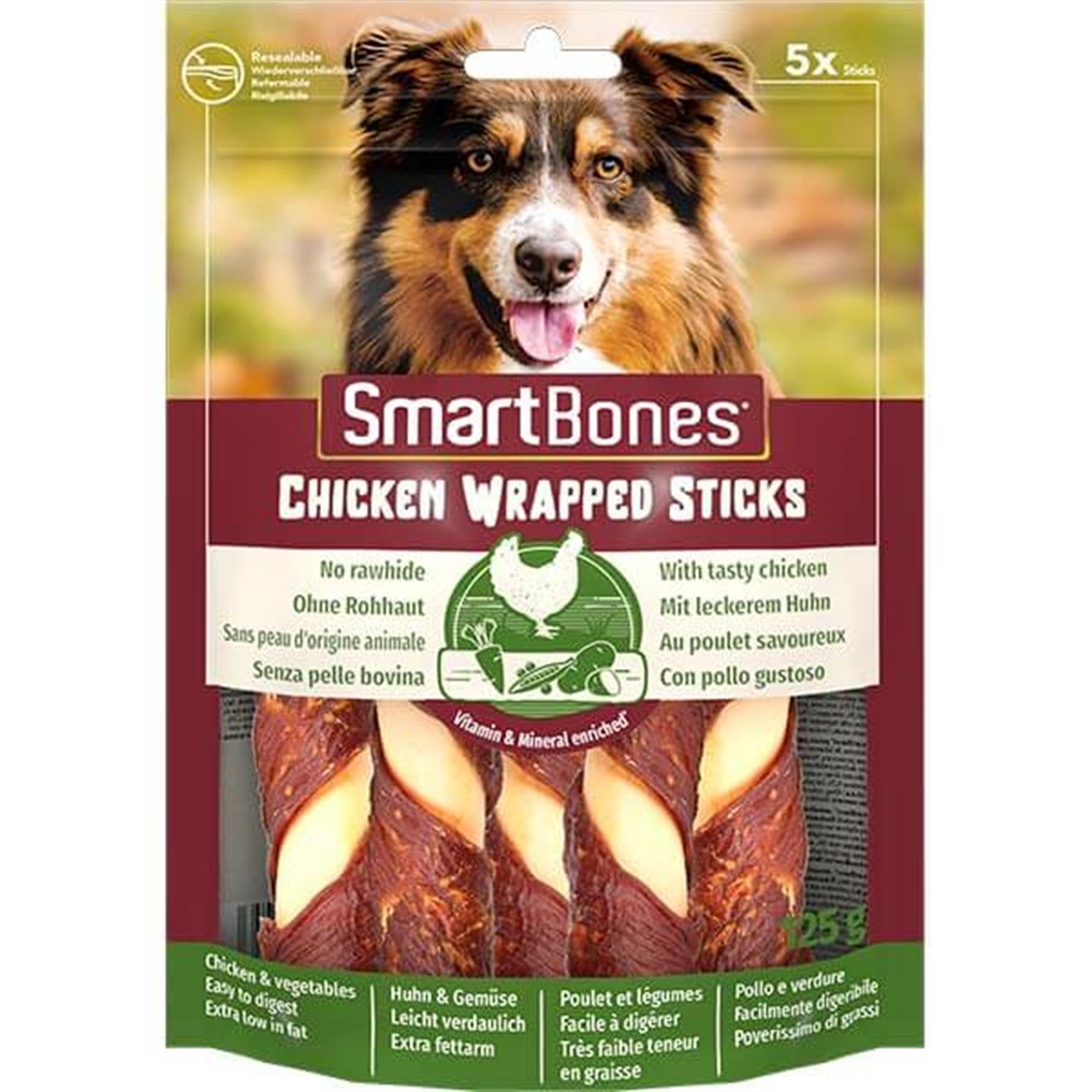 Smart Bones Wrapped Chicken Sticks Tavuklu ve Sebzeli Orta Irk Köpek Ödülü  5 Adet