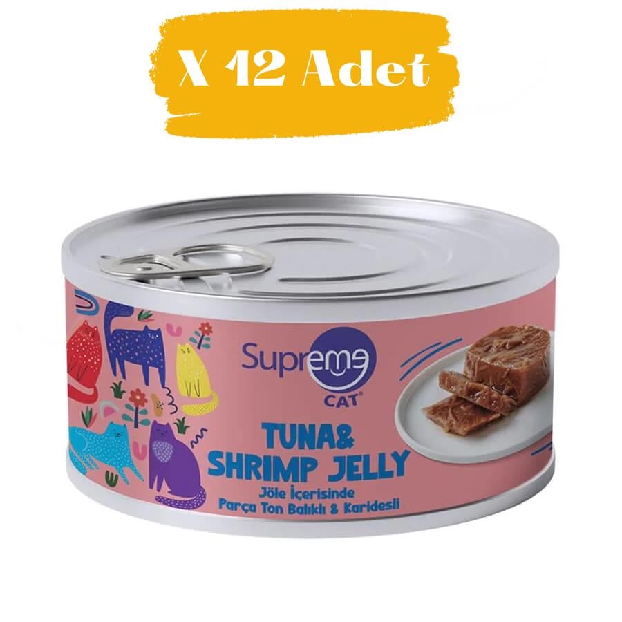 Supreme Cat Jöleli Ton Balıklı Ve Karidesli Kedi Konservesi 85 gr (12 Adet)