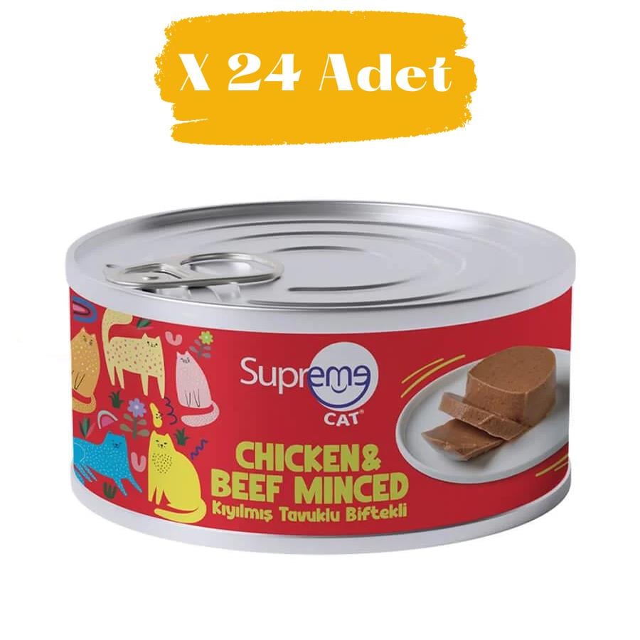 Supreme Cat Kıyılmış Tavuklu Ve Biftekli Kedi Konservesi 85 gr (24 Adet)