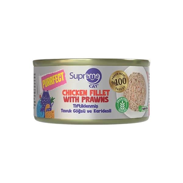 Supreme Cat Purrfect Tiftiklenmiş Tavuk Göğsü Ve Karidesli Konserve Kedi Maması 70 g