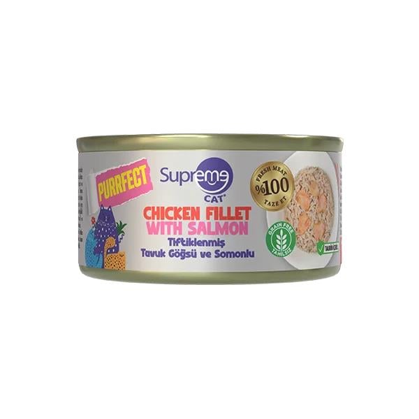Supreme Cat Purrfect Tiftiklenmiş Tavuk Göğsü Ve Somonlu Konserve Kedi Maması 70 g