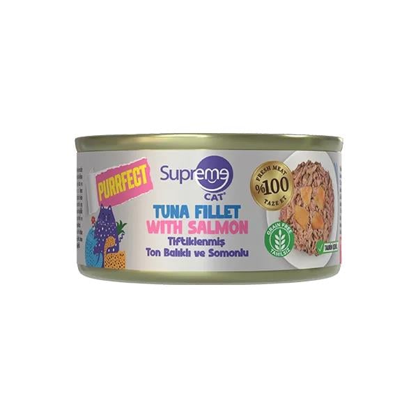 Supreme Cat Purrfect Tiftiklenmiş Ton Balıklı Ve Somonlu Konserve Kedi Maması 70 g