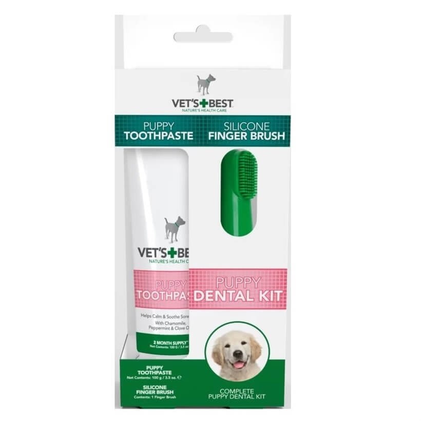 Vets Best Yavru Köpekler İçin Parmak Diş Fırçası Ve Diş Macunu Seti