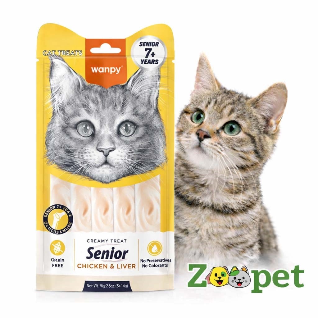 Wanpy Creamy Senior Tavuklu Ve Ciğerli Krema Yaşlı Kedi Ödülü 5 Adet