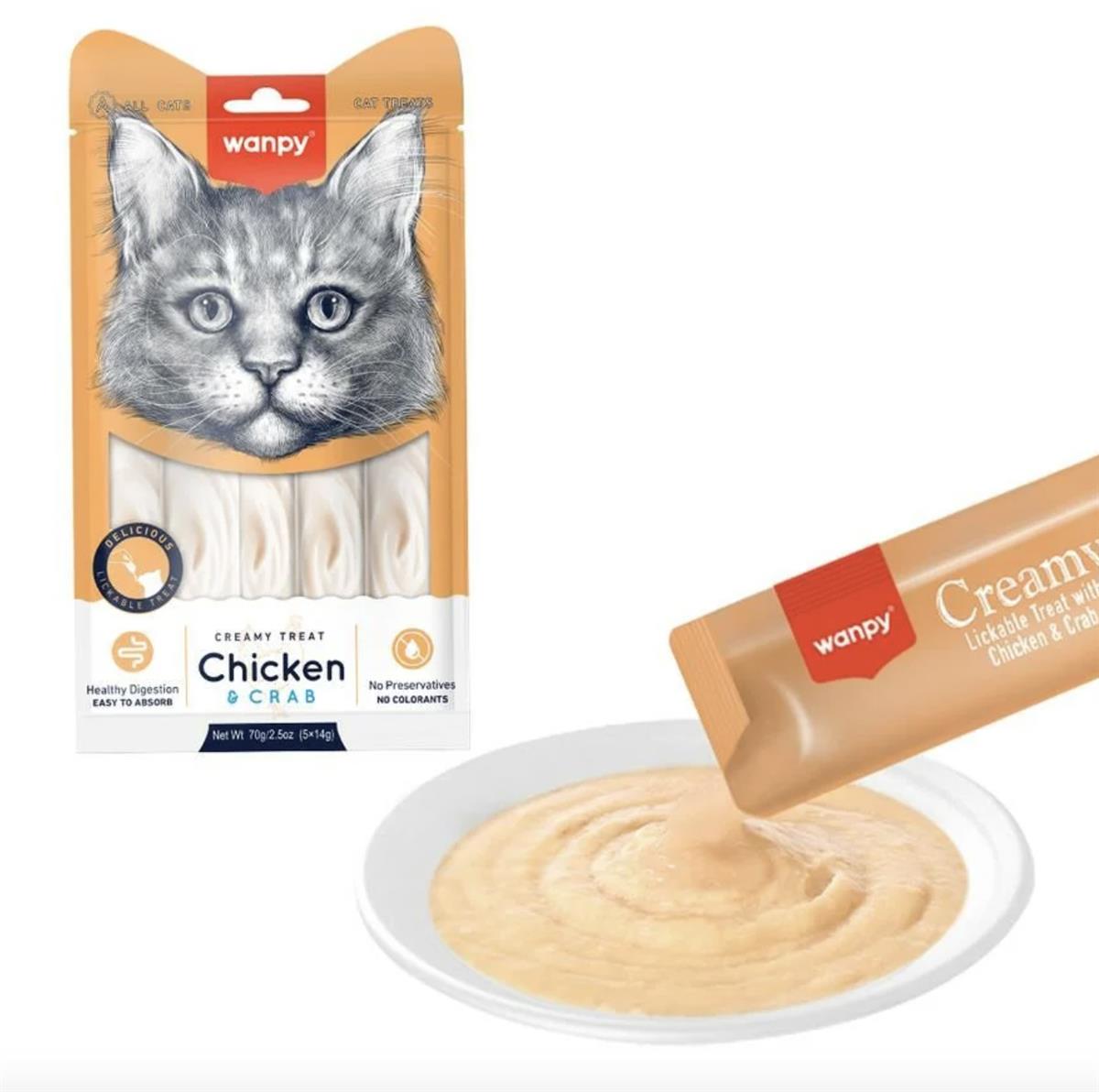 Wanpy Creamy Tavuklu ve Yengeçli Krema Kedi Ödülü 5 Adet (14 gr)