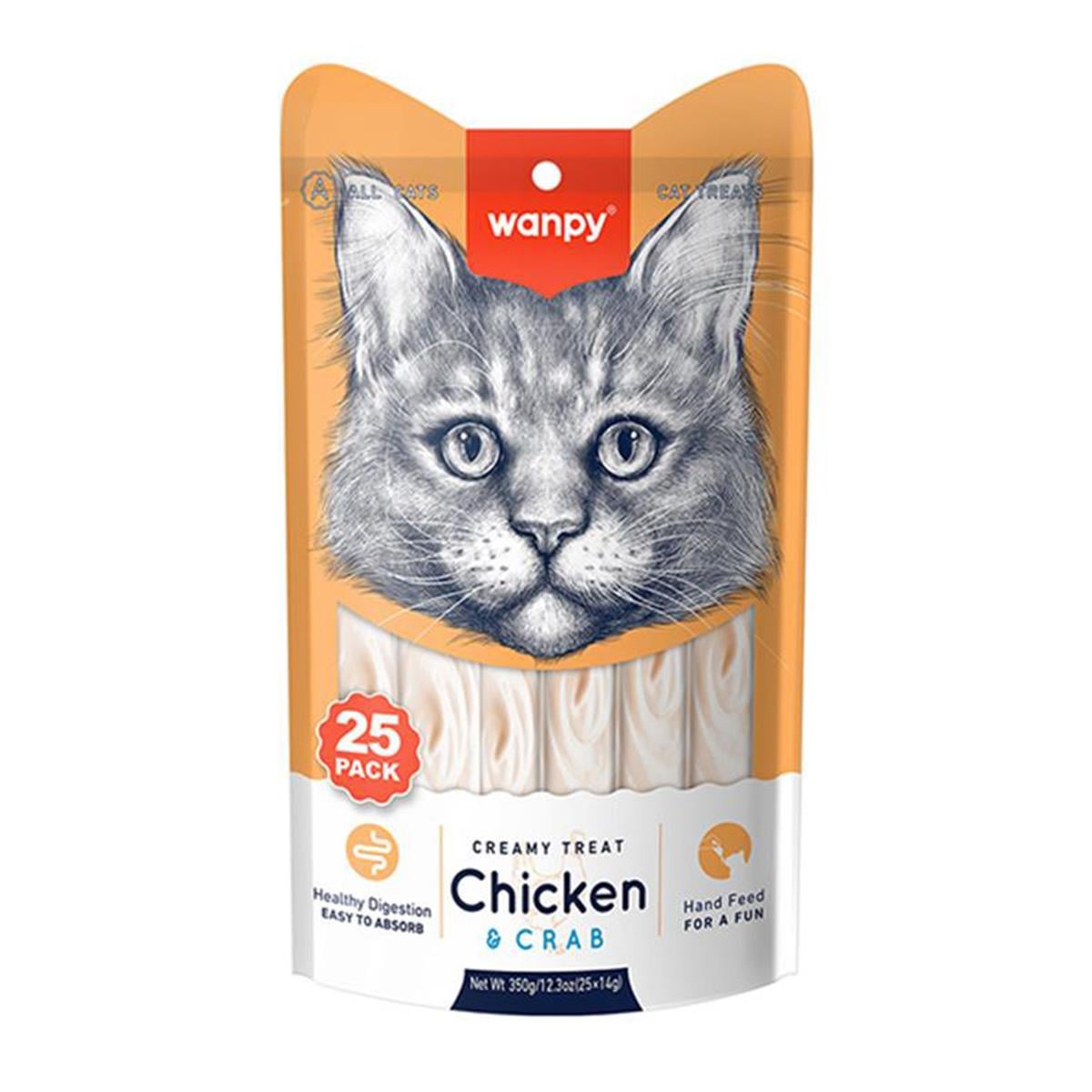 Wanpy Creamy Tavuklu ve Yengeçli Krema Kedi Ödülü 25 Adet (14 gr)
