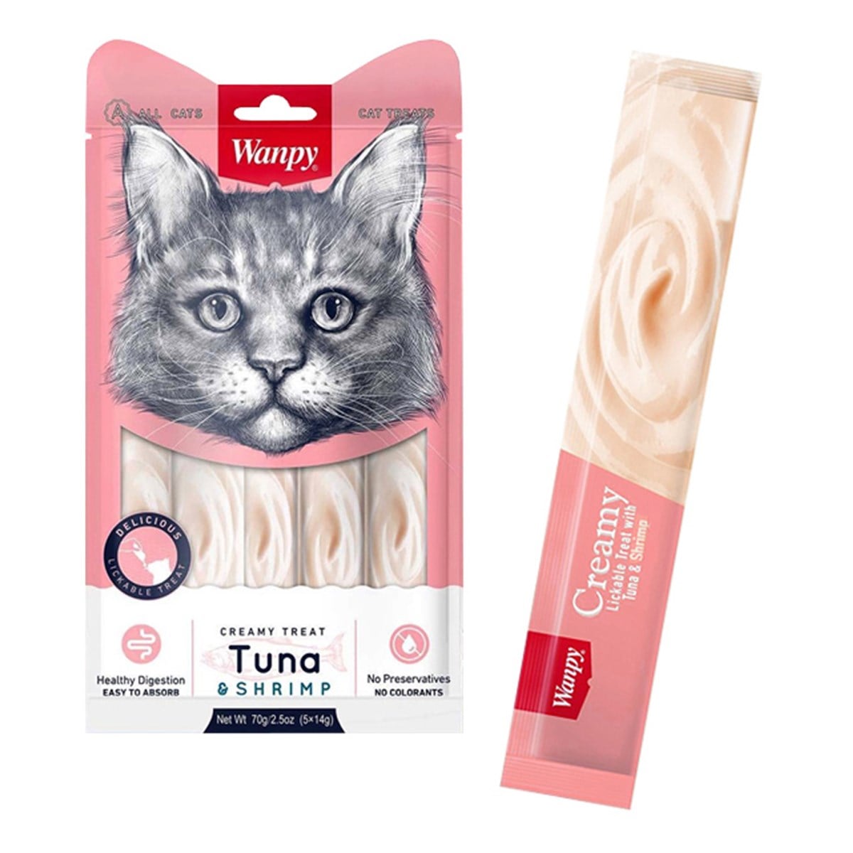 Wanpy Creamy Ton Balıklı ve Karidesli Krema Kedi Ödülü 5 Adet (14 gr)