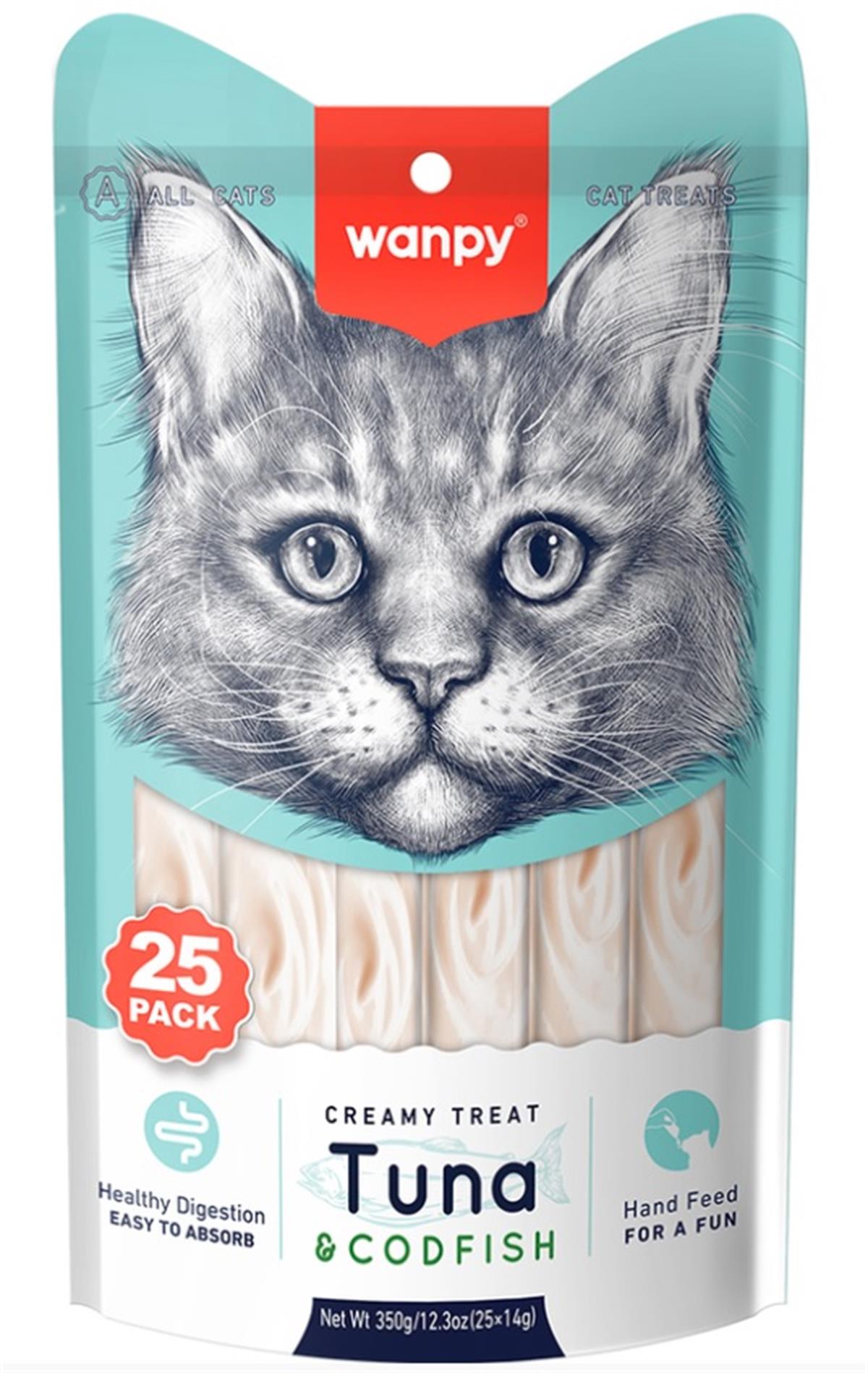 Wanpy Creamy Ton Balıklı ve Morina Balıklı Krema Kedi Ödülü 25 Adet (14 gr)