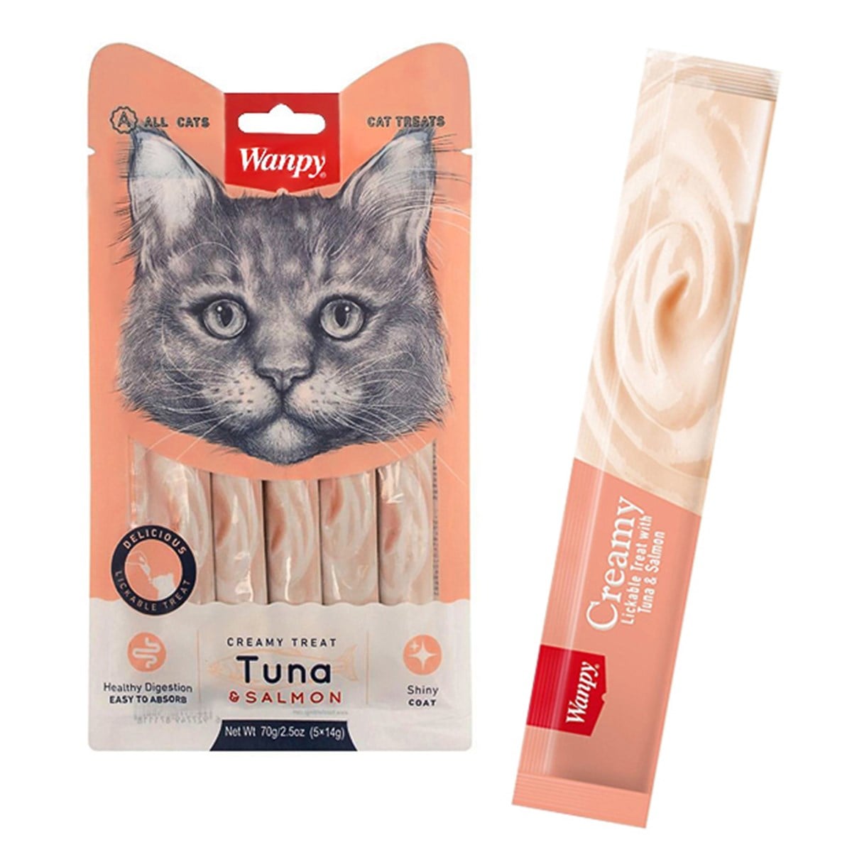 Wanpy Creamy Ton Balıklı Ve Somonlu Krema Kedi Ödülü 5 Adet (14 gr)