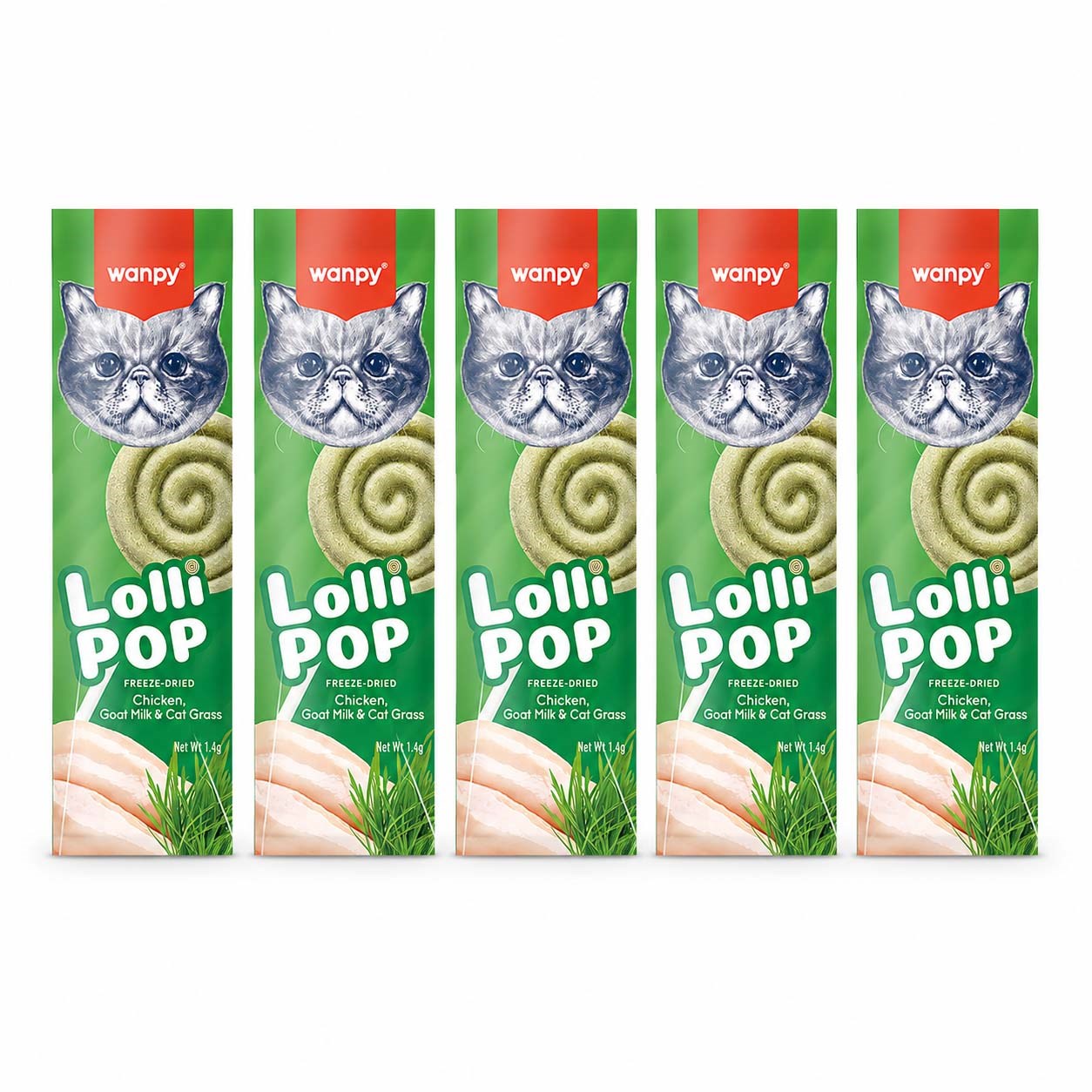 Wanpy Donurularak Kurutulmuş Lolipop Kedi Ödülü Spirulina 1,4 g (5 ADET)