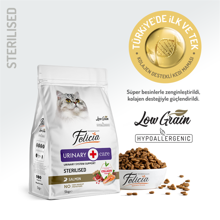 Felicia Sterilised Somonlu Az Tahıllı HypoAllergenic Yetişkin Kedi Maması 5 Kg