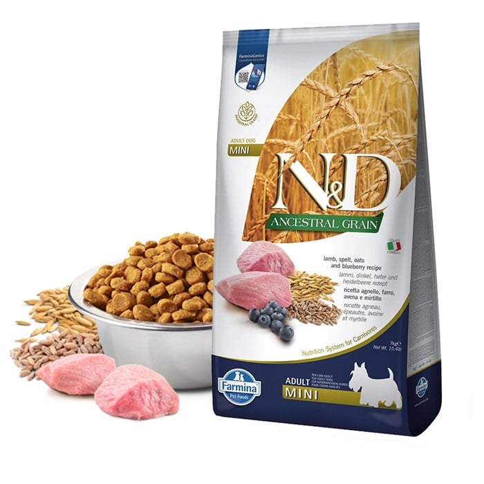 N&D Ancestral Grain Kuzu Etli Yaban Mersinli Küçük Irk Yavru Köpek Maması 7 kg