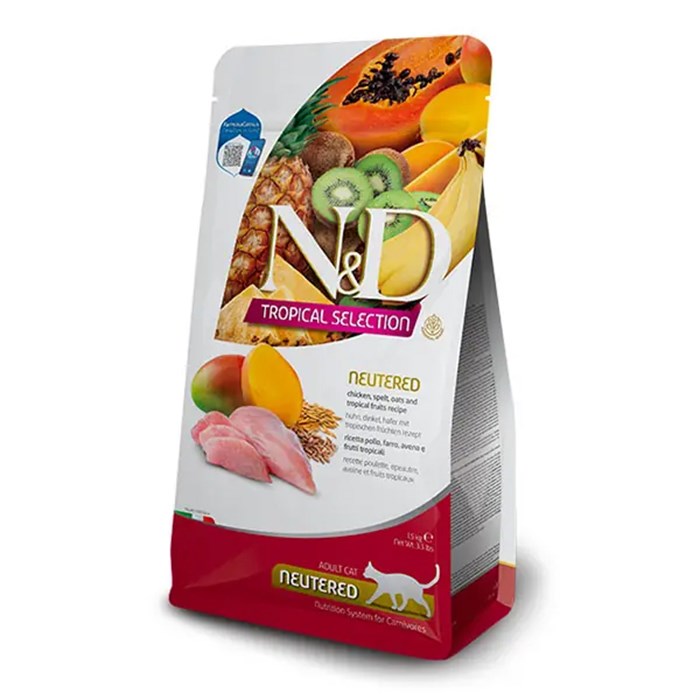 ND Tropical Selection Tropikal Meyveli Ve Tavuk Etli Kısırlaştırılmış Kedi Maması 4 + 1 Kg