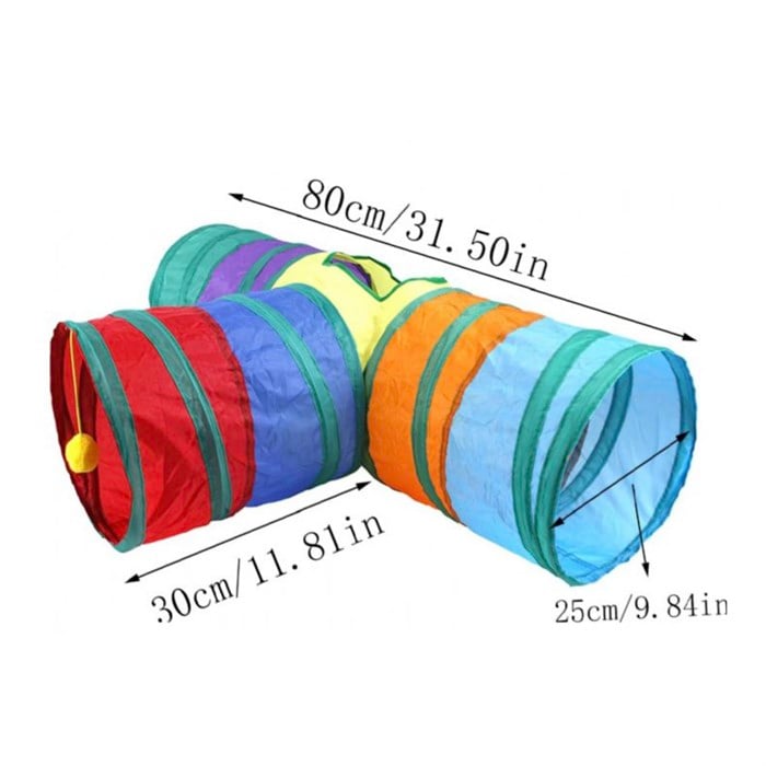 Nunbell Üç Yollu Oyun Tüneli Kedi Oyuncağı 80 cm