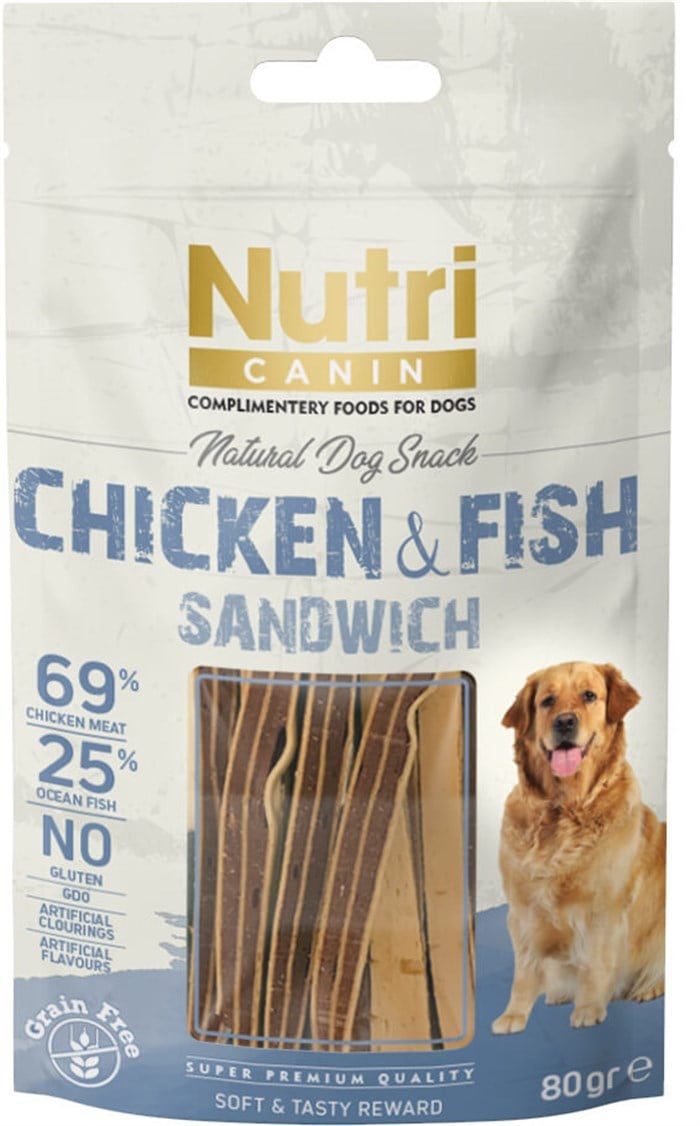 Nutri Canin Chicken Fish Sandwich Tavuklu Balıklı Köpek Ödülü  80 Gr