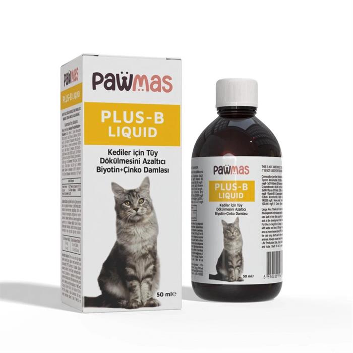 Pawmas Plus-B Liquid Biyotin Çinko İçeren Kedi Vitamini 50 ml