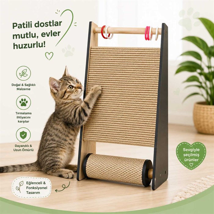 Zoopet Oyuncaklı Ahşap Tırmalama Kedi Oyuncağı