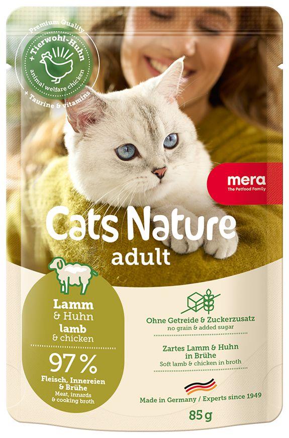  Mera Cats Nature Pouch Tahılsız Kuzulu Yetişkin Kedi Konservesi 85 gr