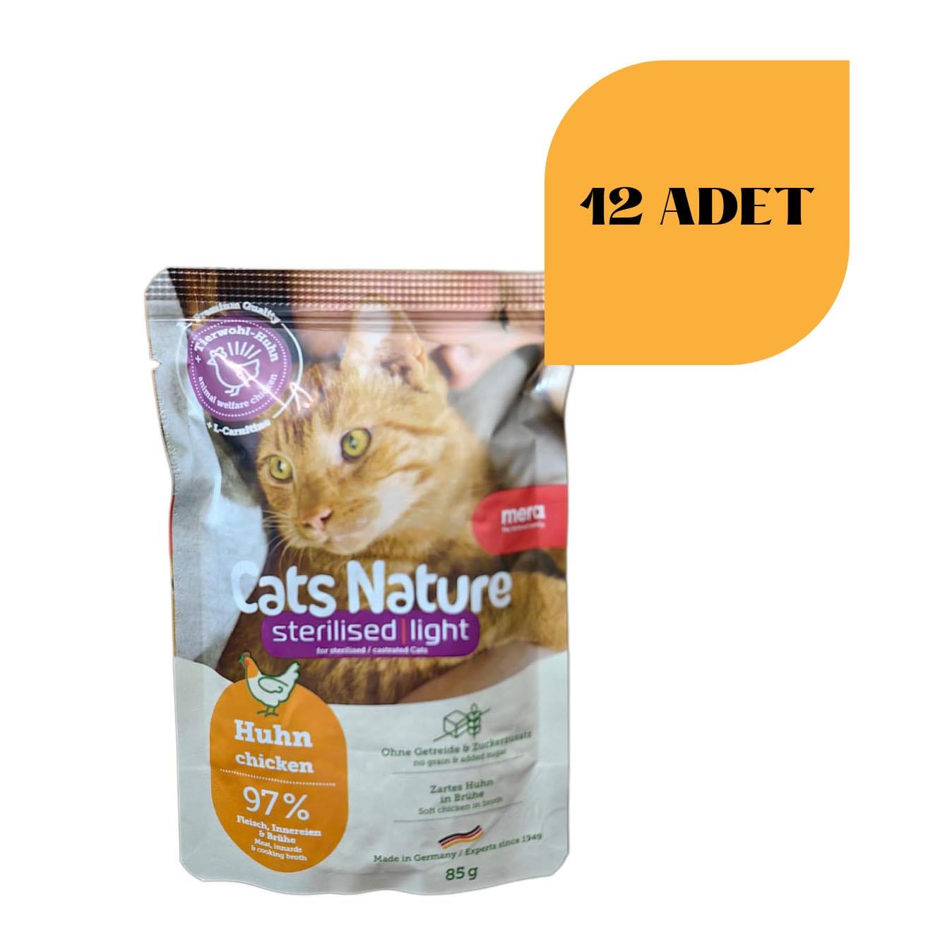  Mera Cats Nature Pouch Tahılsız Tavuklu Kısırlaştırılmış Kedi Konservesi 85 gr (12 Adet)